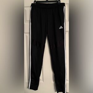 Adidas track pants black white stripe sporty sports side zip leg size M